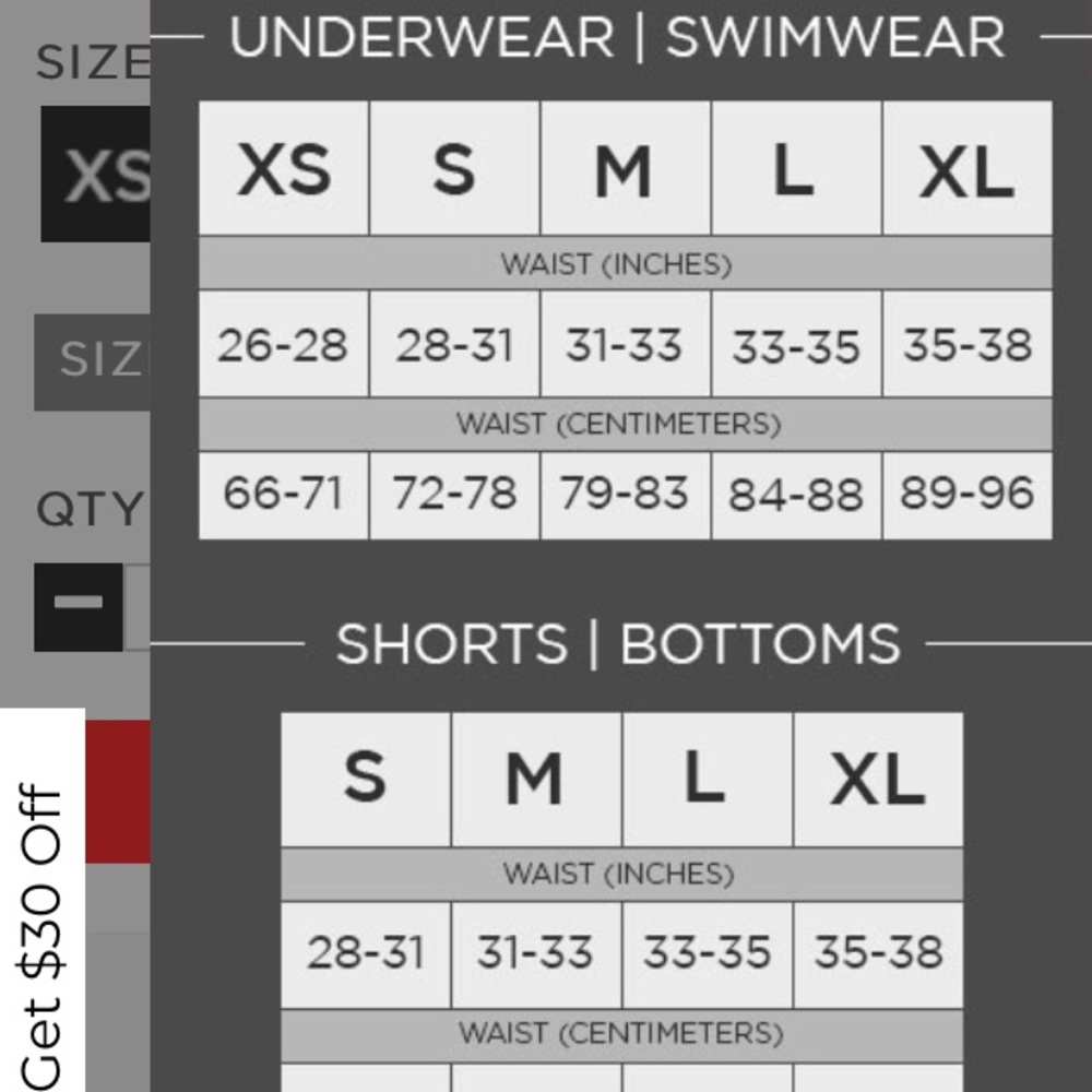 Andrew Christian Size Guide